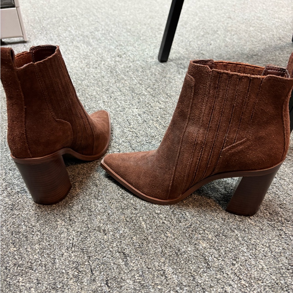 Vince Camuto Brown Suede Ankle Booties - Picture 3 of 6